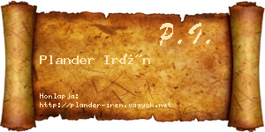 Plander Irén névjegykártya